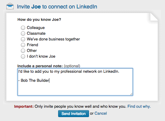 Invite to Connect on LinkedIn Template