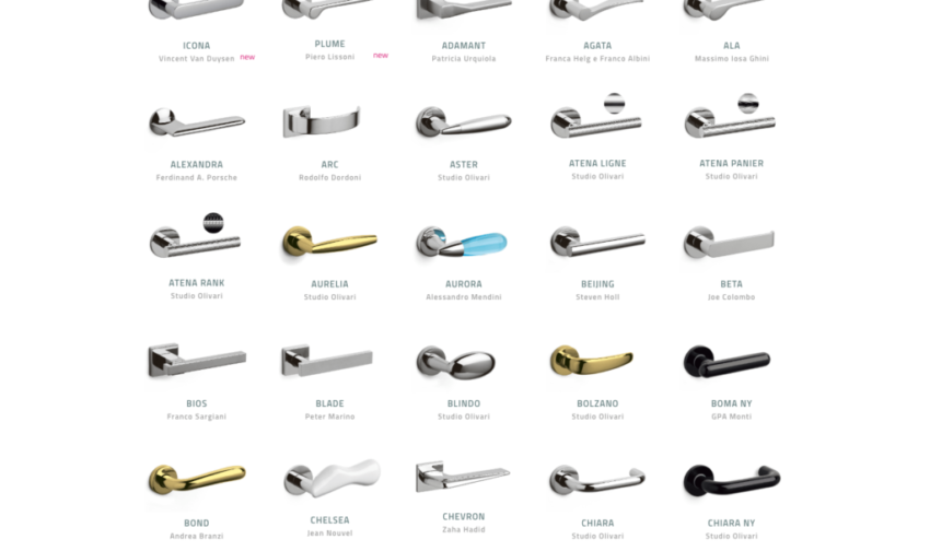 Bellevue Architectural door handles category page from website